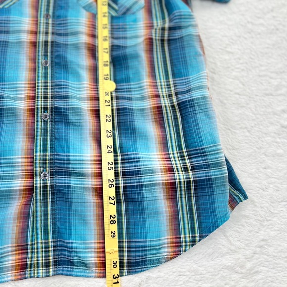 PrAna Short Sleeve Shirt Men's XL‎ Blue Red Plaid Button Up Pockets - Picture 8 of 11